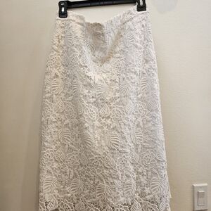 Banana Republic White Lace Midi Skirt